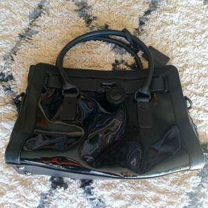 Michael kors black vinyl purse medium size
